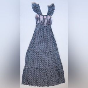 JESSICA SIMPSON MAXI DRESS - PEASANT NECKLINE - XS WOMEN’S - SMOCKED BUST